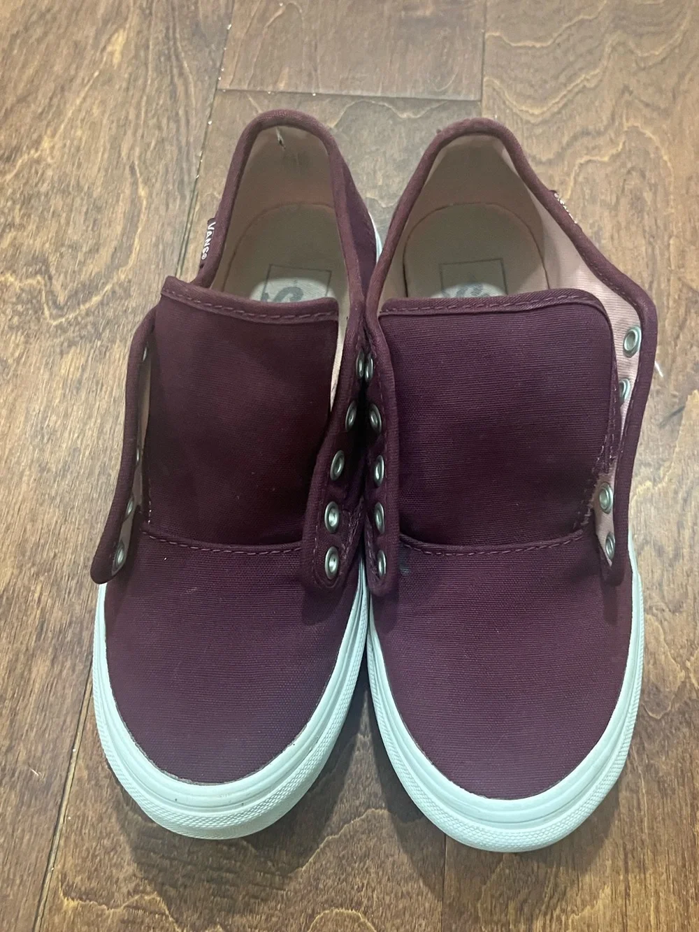 Vans Low-Top Canvas Sneakers in Plum and White